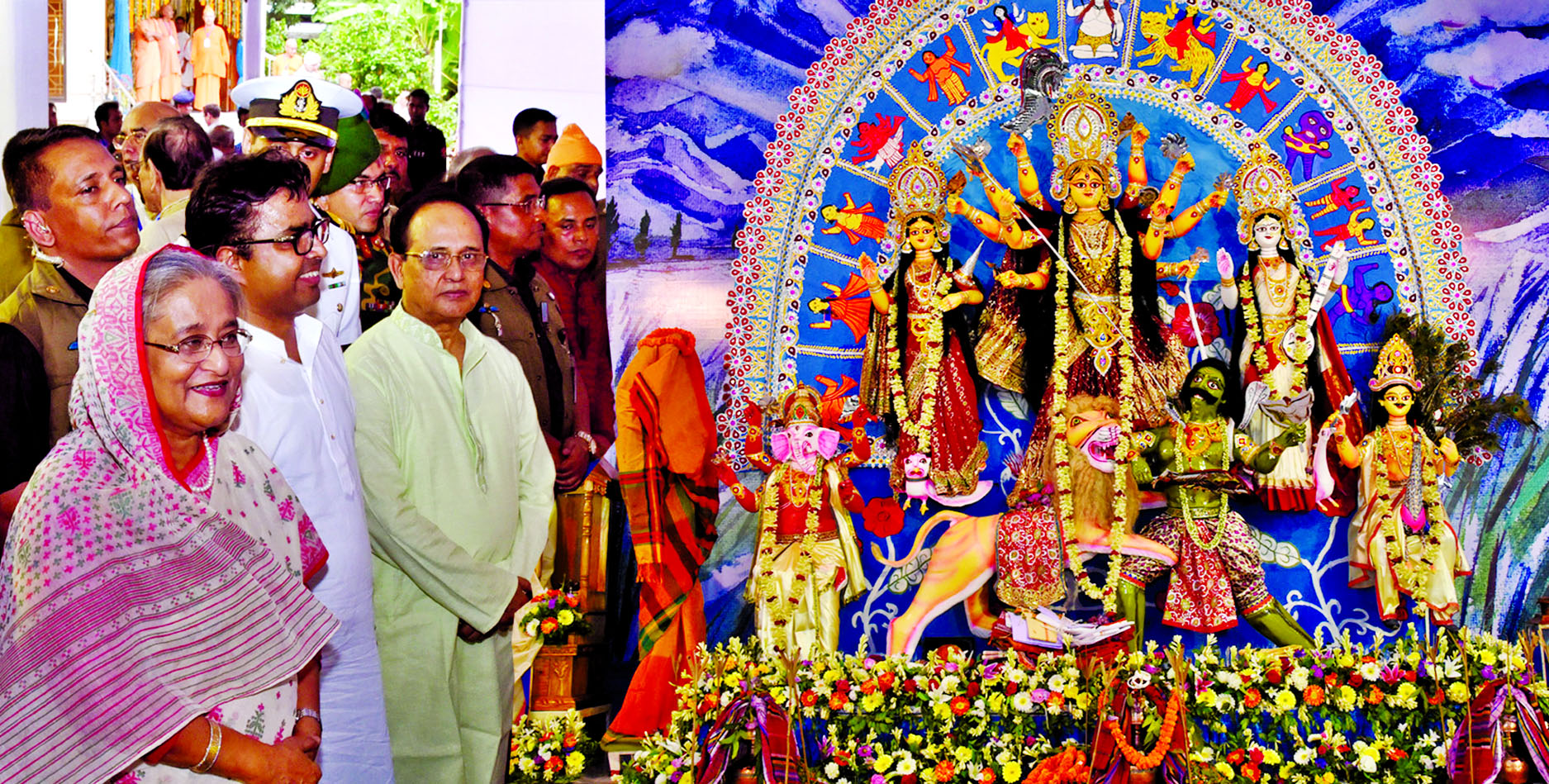 বাংলাদেশ,শেখ হাসিনা,দুর্গা পুজো ২০২৩,প্যান্ডেল পরিদর্শন
